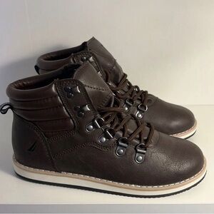 Nautica Alizee kids brown leather ankle hiking boot